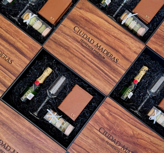 Kit Champagne personalizado con logotipo para regalos corporativos de empresas