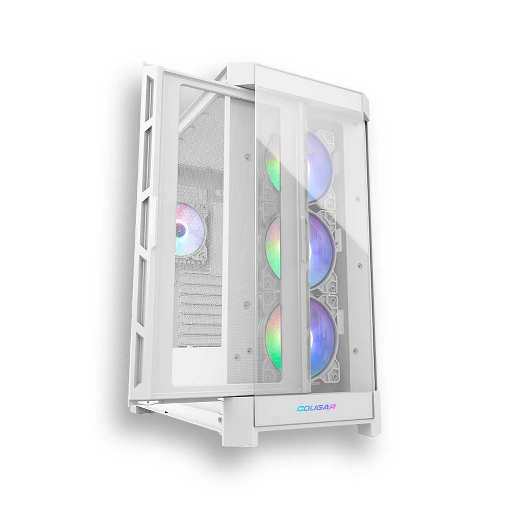 Caja Cougar Duoface Pro Vidrio Templado + 4 Fan Argb Blanca