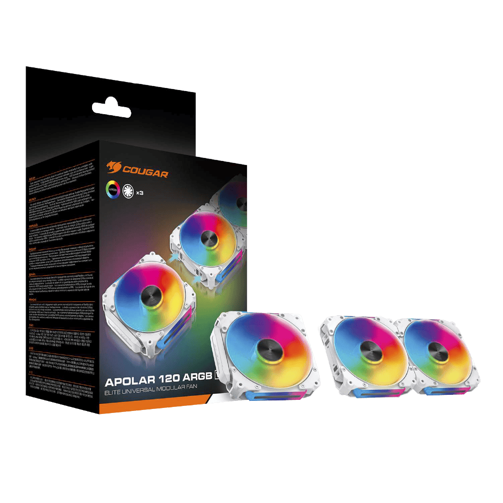 Kitx 3 Ventiladores Cougar 120 Apolar Argb Reverse Blade Magnéticos Blancos