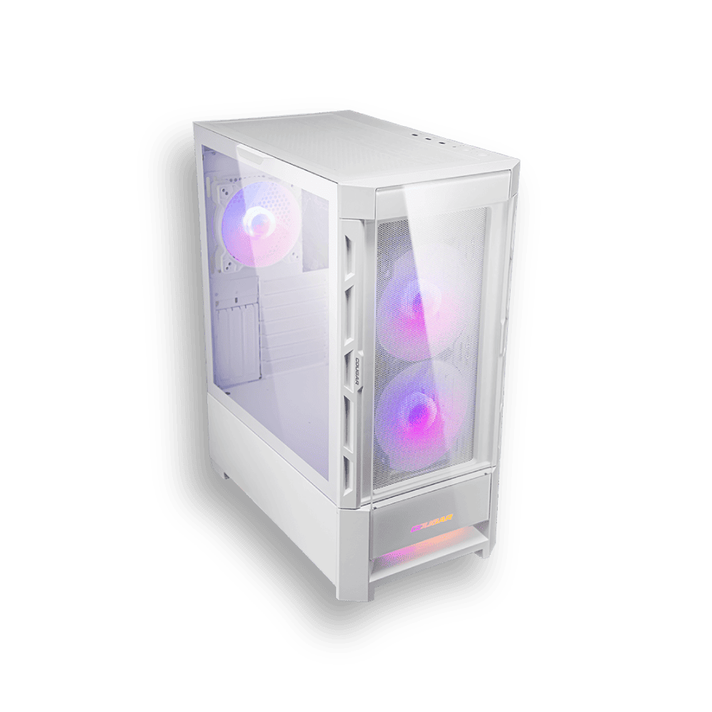 Caja Cougar Duoface Vidrio Templado + 3 Fan Argb Blanca