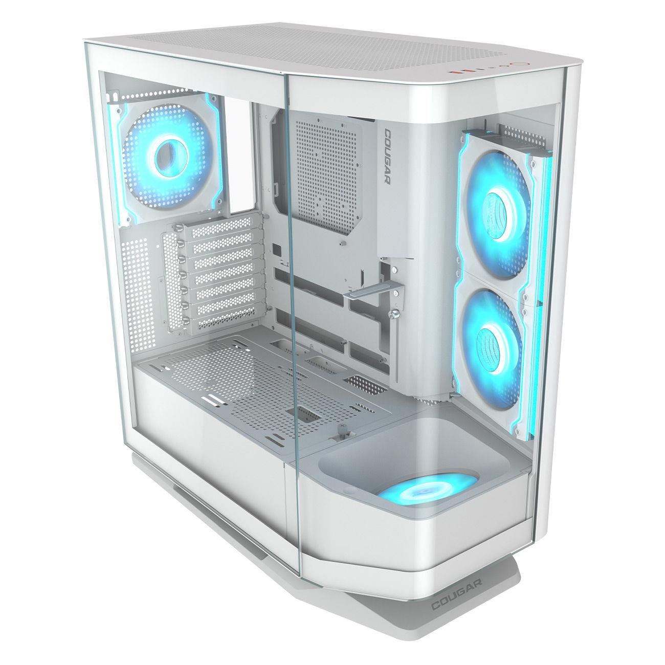 CAJA COUGAR FV270 VIDRIO TEMPLADO + 4 ARGB NEGRO+ BASE LUMINOSA