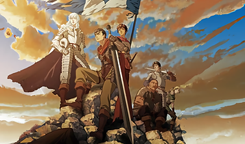 DALL·E 2022-11-26 21.07.14 - A band of warriors standing on top of a rocky hill after batt