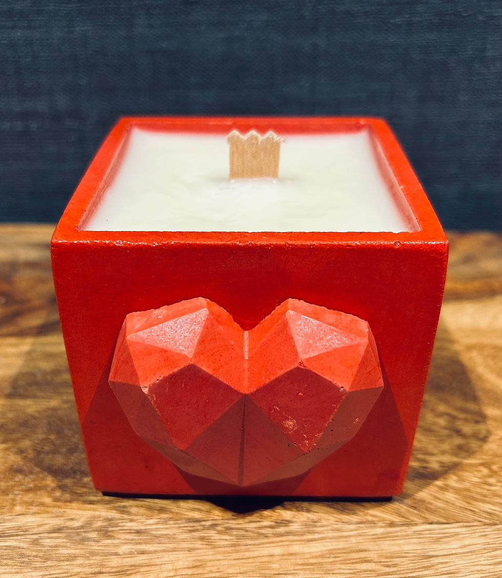 Miniature : Bougie cube en béton Love - rouge