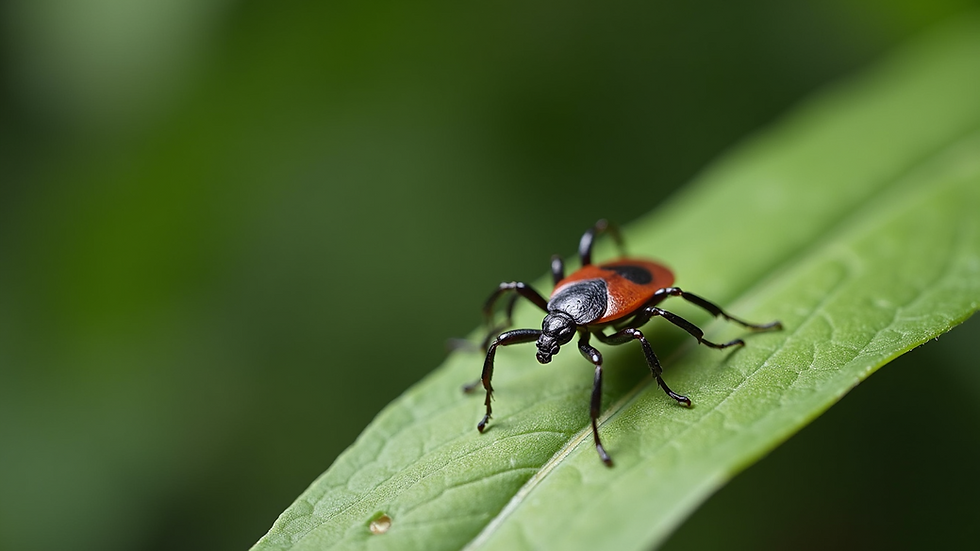 Close-up view of a black-legged tick on a leaf