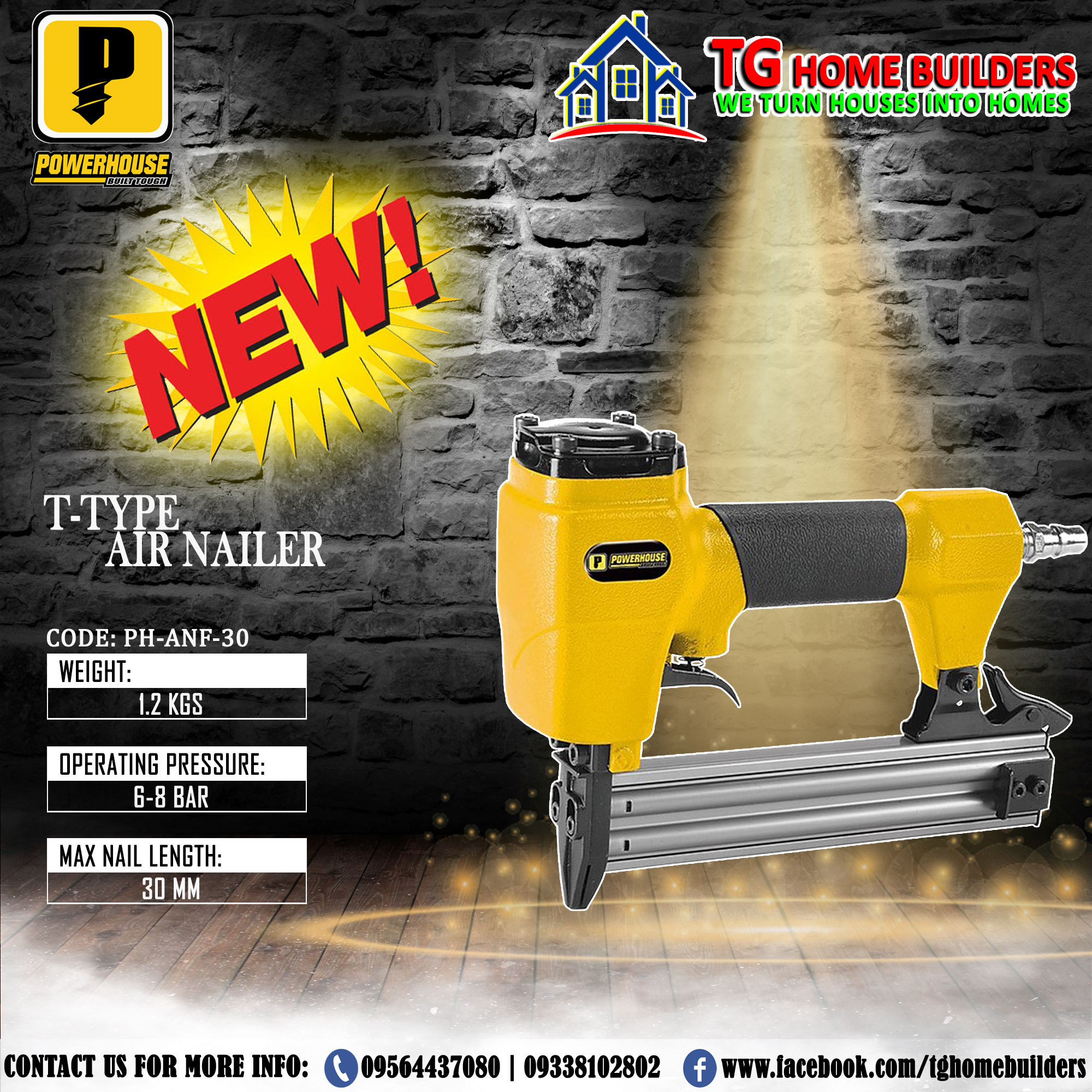 PH ANF30 T-TYPE AIR NAILER GUN