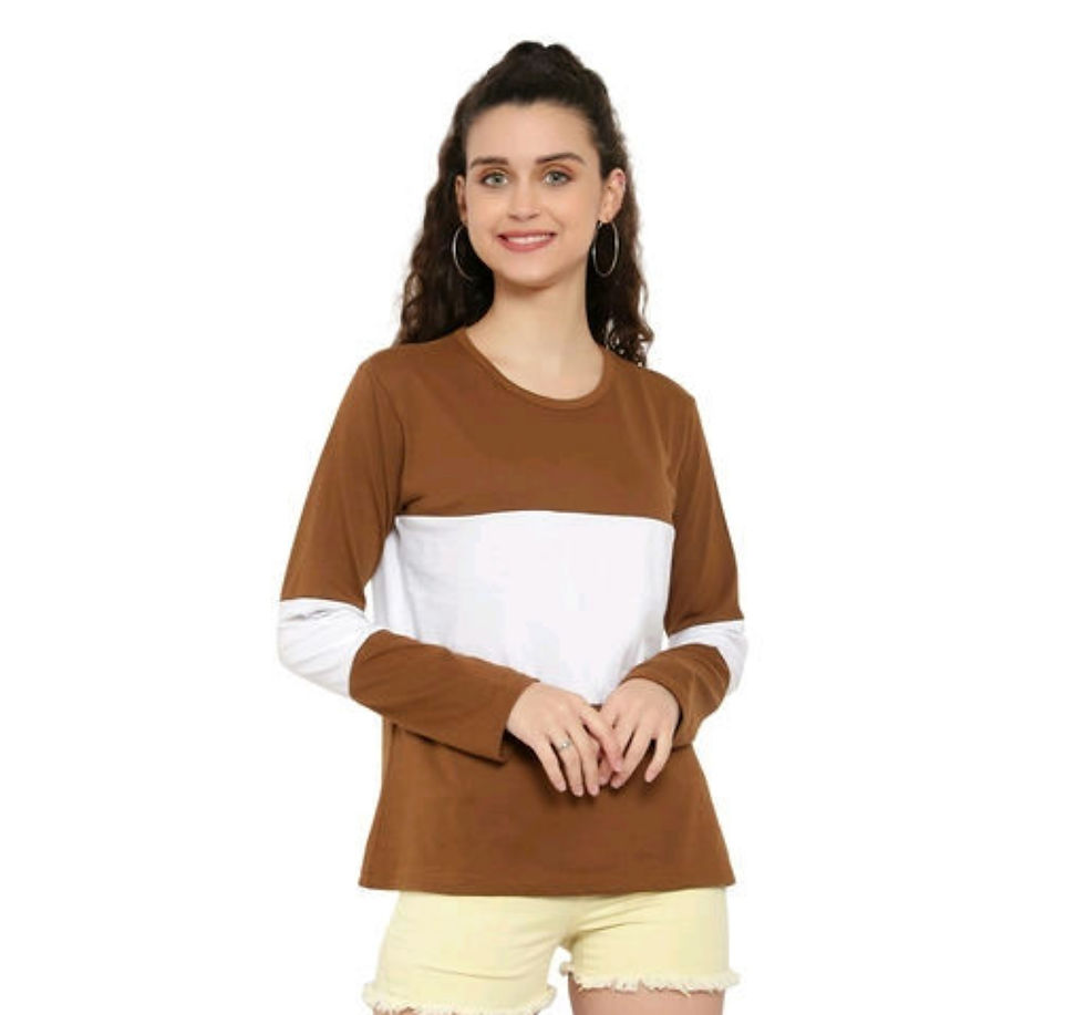 Thumbnail: Women's/girls/ladies full sleeves t-shirts/round neck tees/tshirts/top/tunics