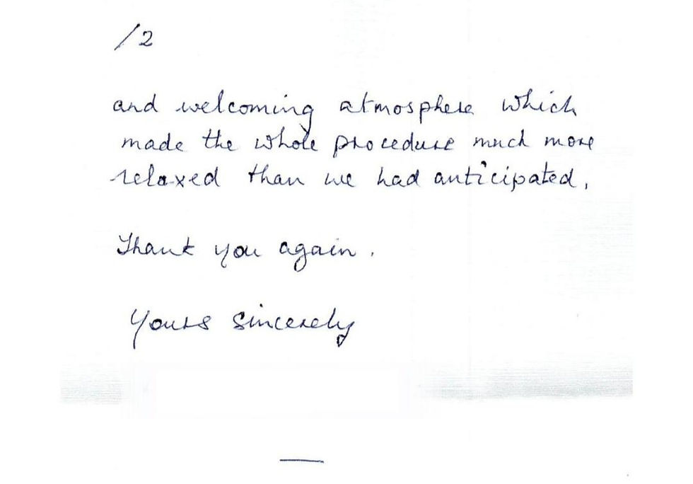 Letter of thanks from a client to Maplebrook Services
