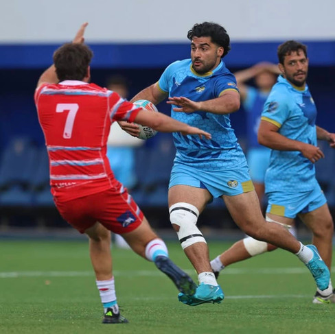 Cyprus Sevens player Pantelis Stylianou in action