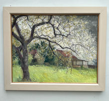 Cherry blossom studio in the garden oil painting
