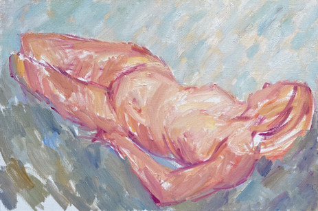 Lying nude oil painting