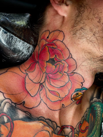 neotraditional Neck tattoo Jakitatu Jacksonville Tattoo Artist
