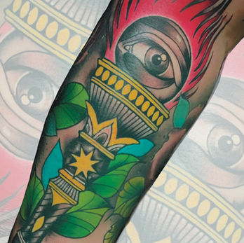 Neo Traditional Torch tattoo Paul Jacksonville Tattoo Artist