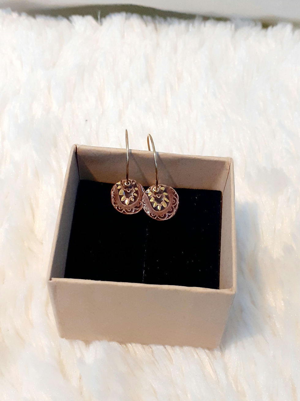 Miniature : Boucles d'oreilles chocolat et or