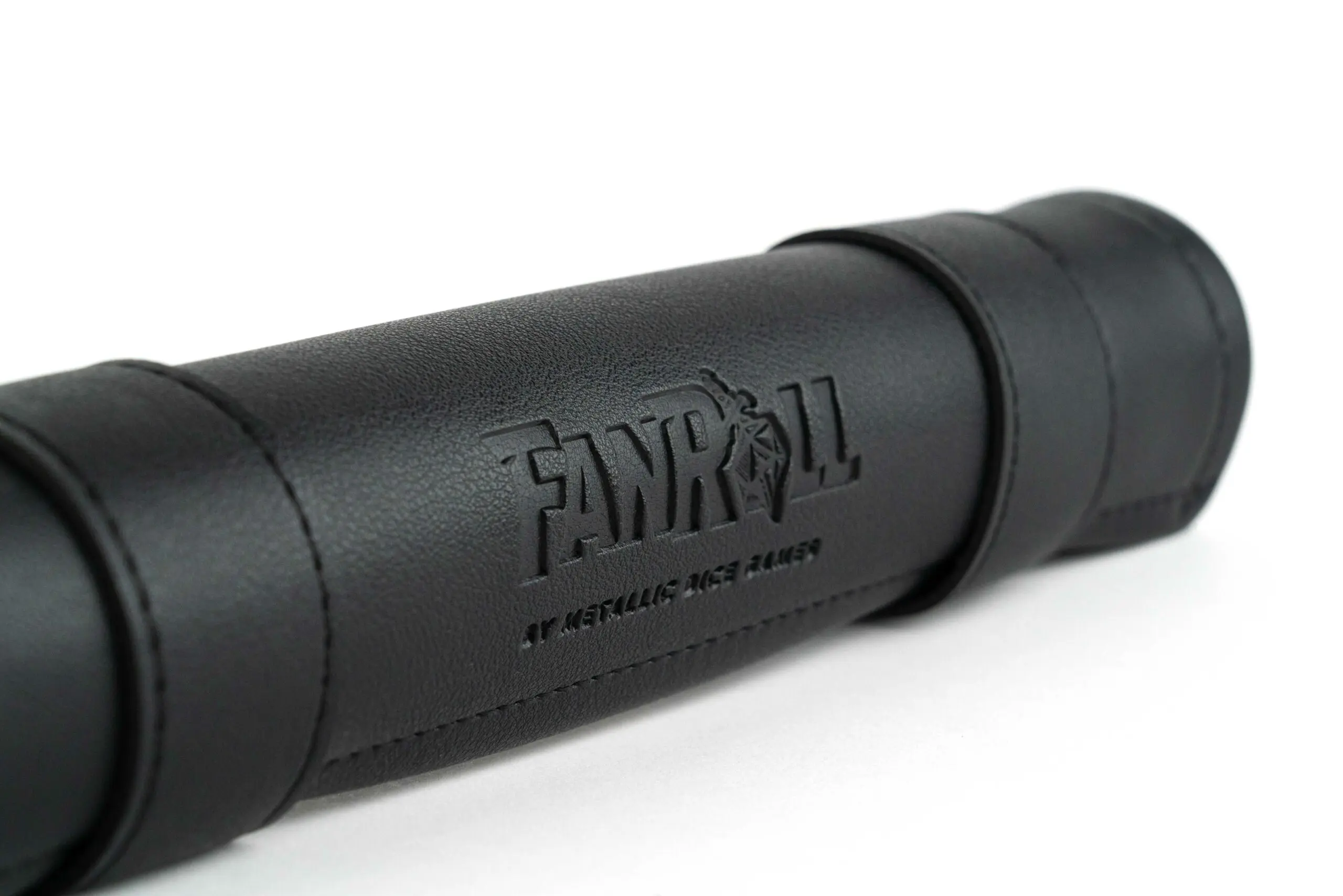 Leather Fold Up Dice Tower: "FanRoll" Black | Metallic Dice Games