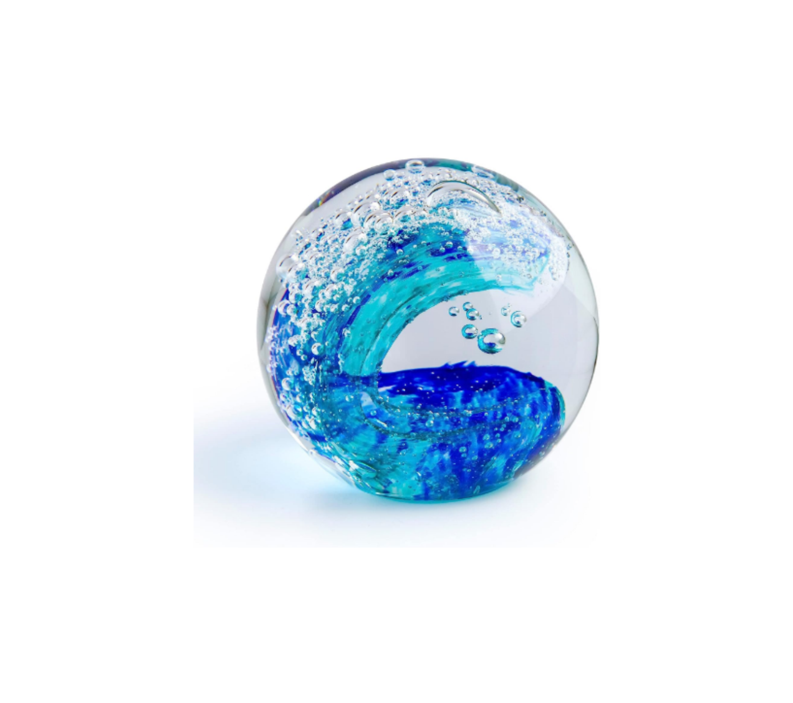 Hand Blown Ocean Wave Glass Paperweight SKU #VGGB-105.