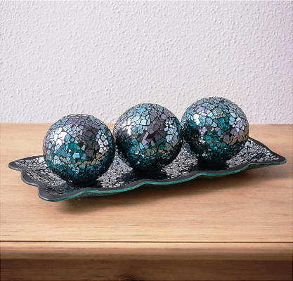 Thumbnail: Three blue orb balls on tray.