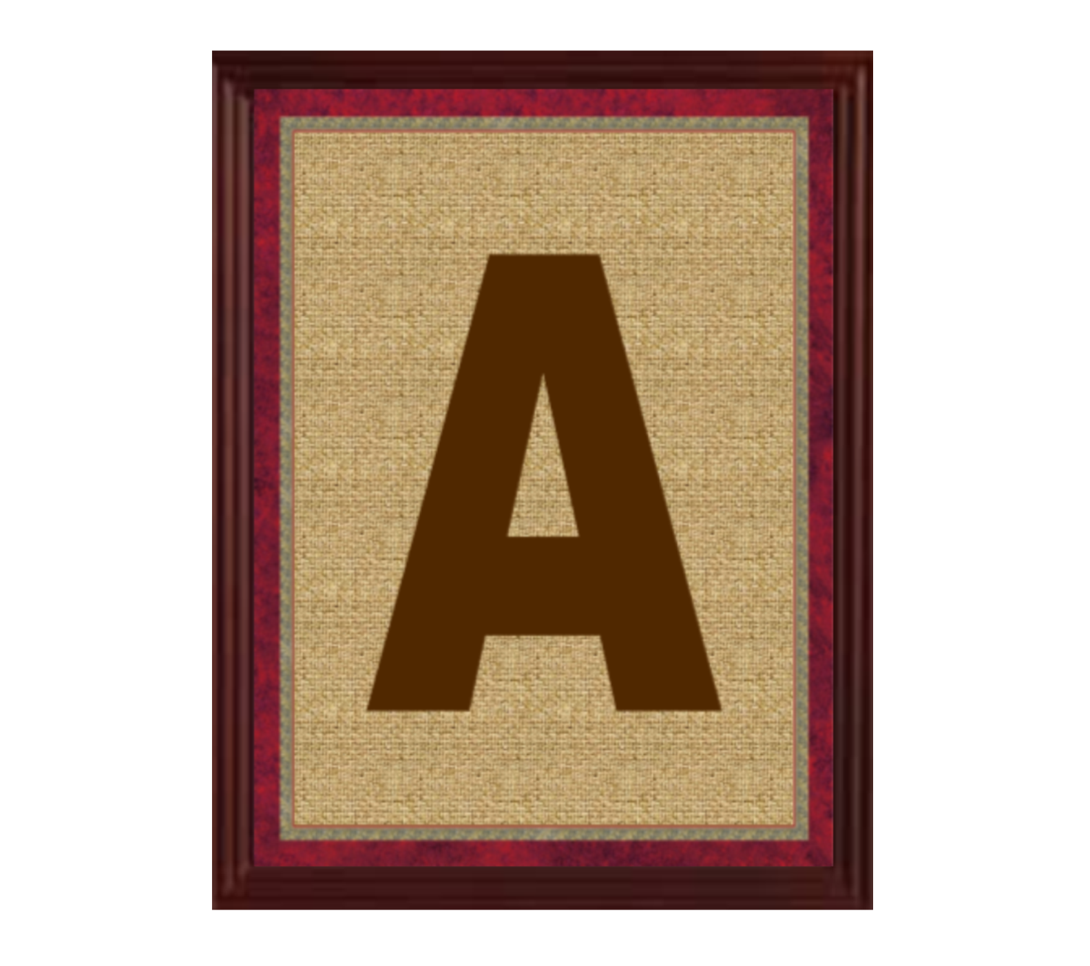 Personalized Solid Bold Monogram Framed Print - Burlap in brown font. SKU #PMCB-P2.