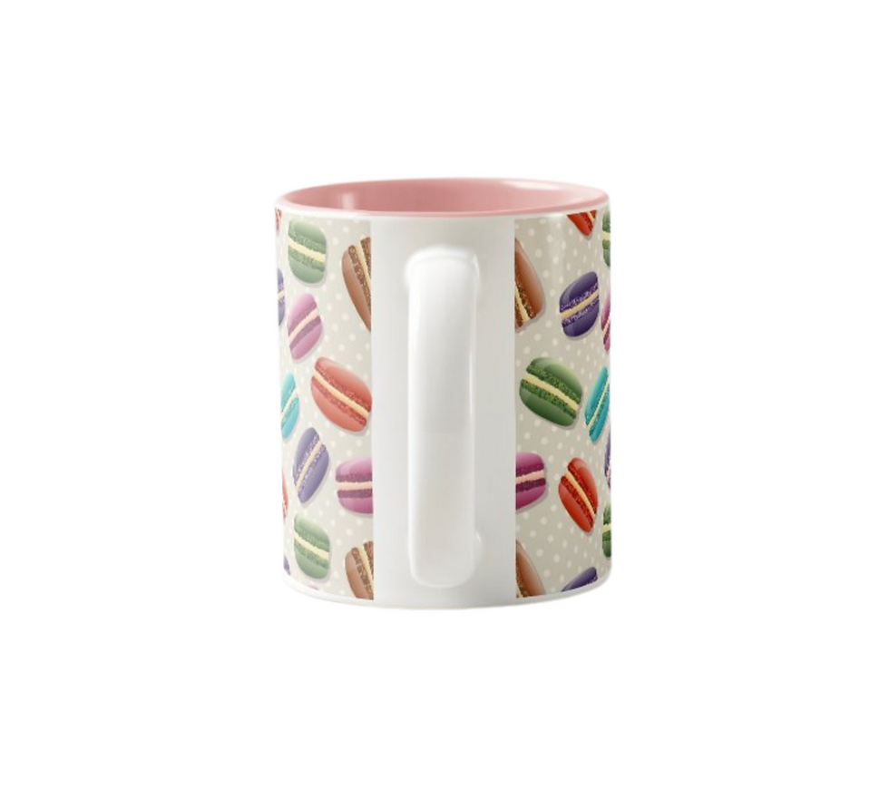 Miniatura: Colorful Macaron Mug with Polka Dots handle view.