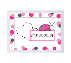Personalized Children's Framed Name Art Print Lacey Ladybug