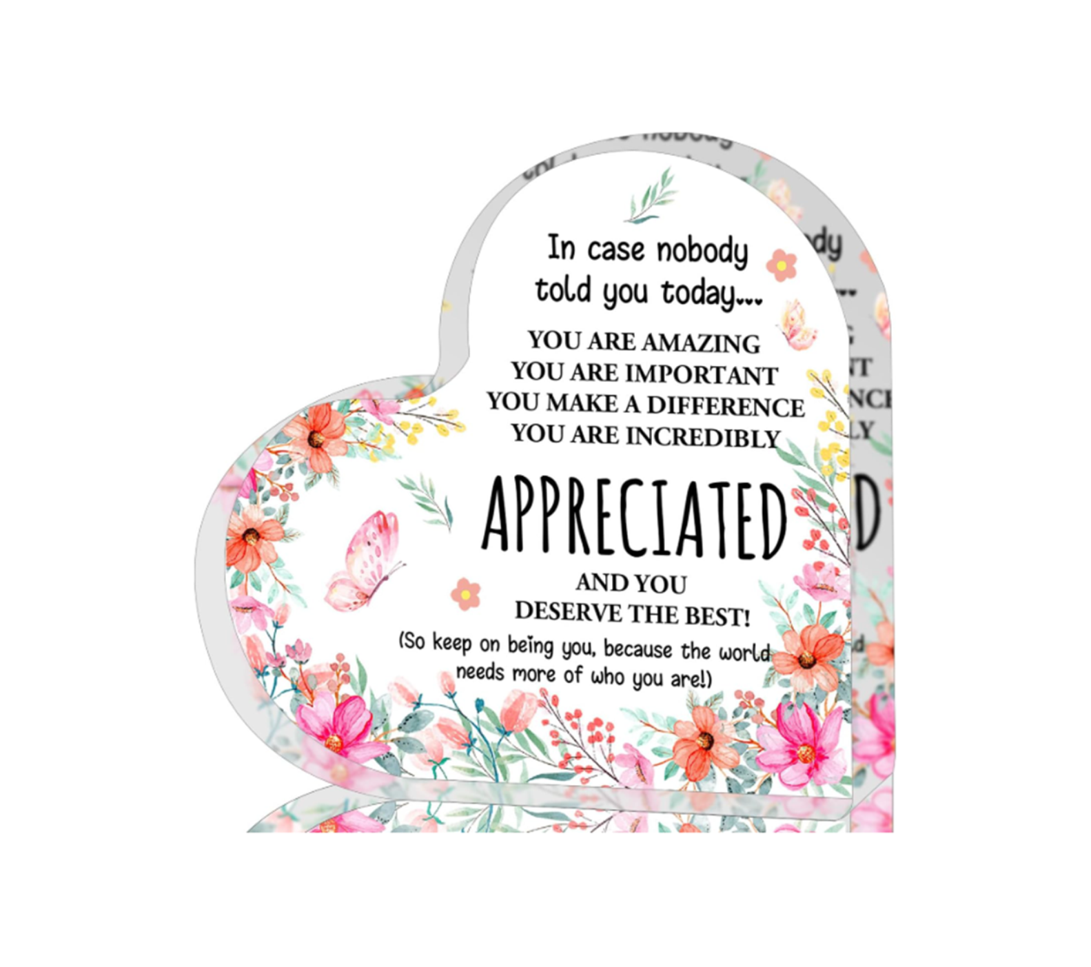 Inspirational Appreciation Desk Decor Gift in a close up, front view.