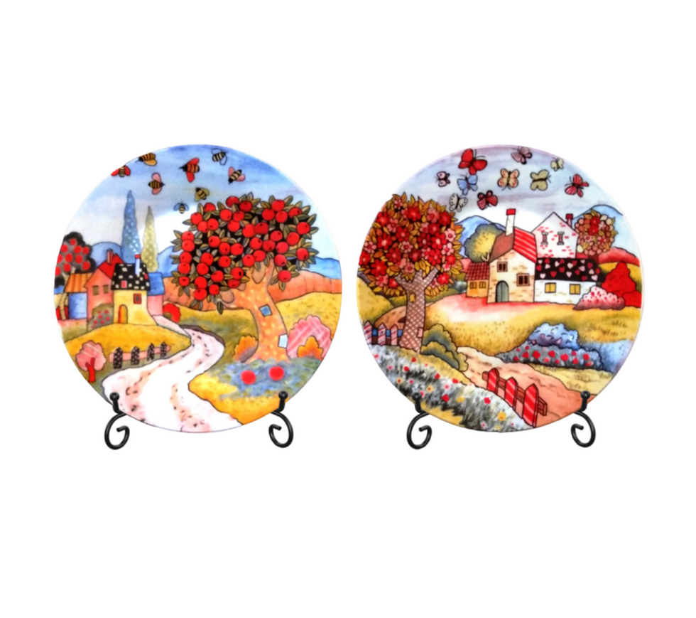 Decorative Accent Plates, Set of 2 in country design. SKU #VGR-204.