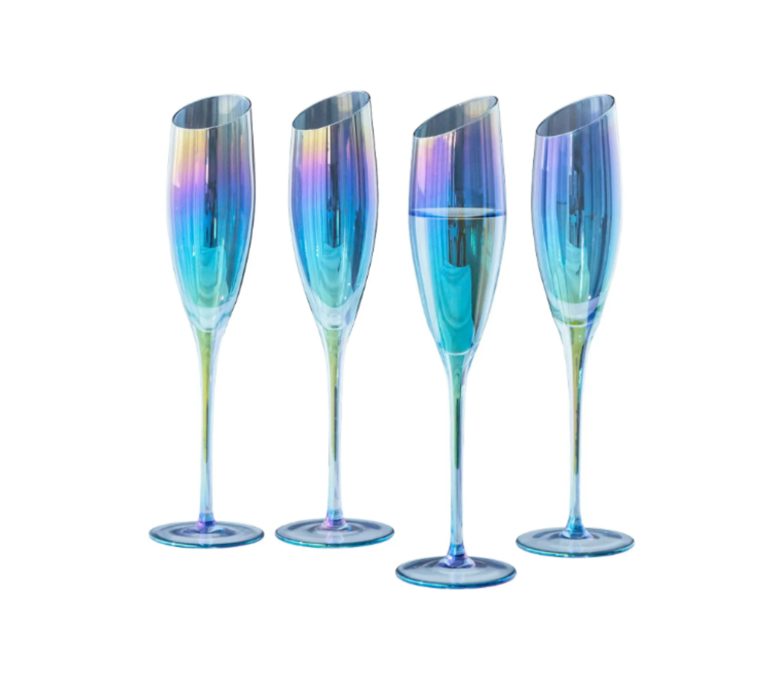 Rainbow Angled-Rim Champagne Flute Set. SKU #VGGC-213.