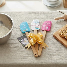 3-Piece Fun Silicone Spatula Gift Set on table with baking essentials
