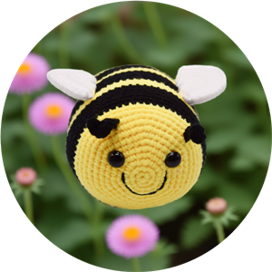 Handmade Crochet Knit Plush
 Bumble Bee, Yellow, Black, and White Wings
