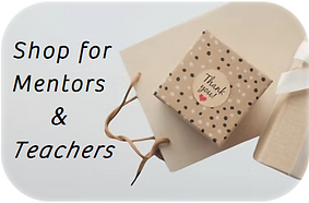 Shop for Mentors & Teachers. Thank you gift box with polka dots laying on top of a beige gift bag.