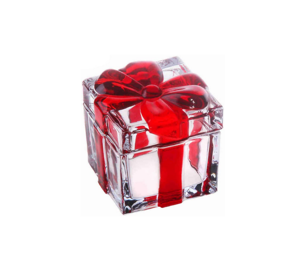 Crystal Glass Bow-Knot Gift Box in red. SKU #VGBX-313.