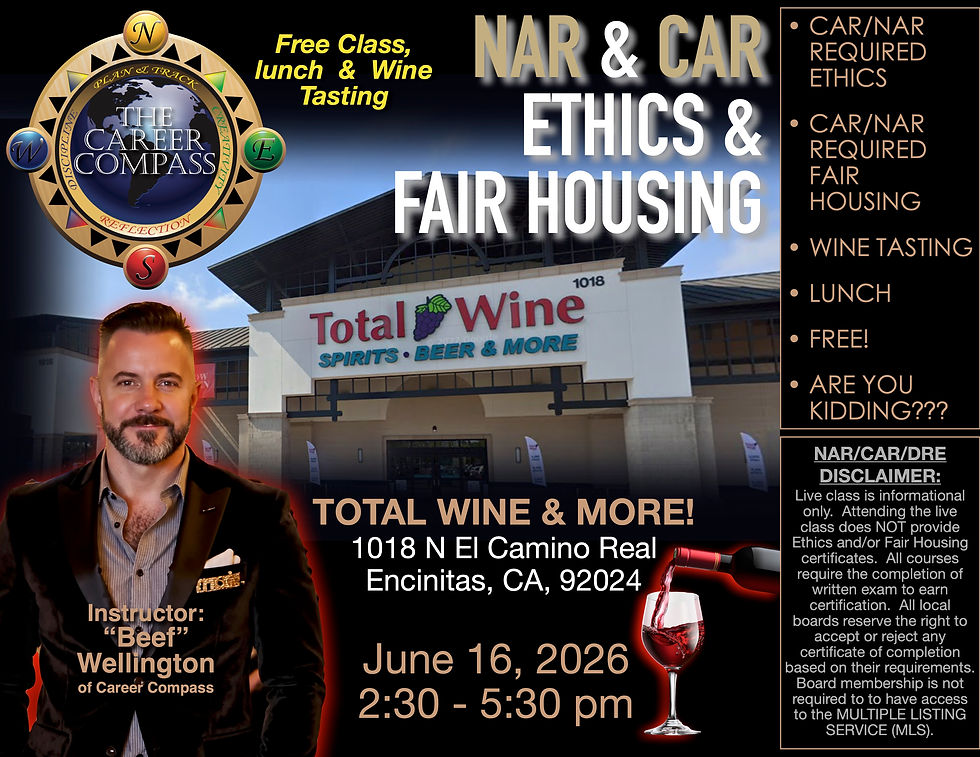SAN DIEGO: NAR & CAR MANDATORY ETHICS & FAIR HOUSING