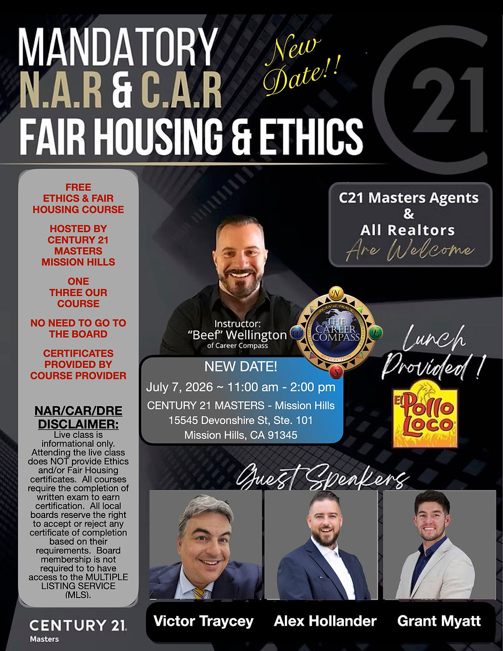 ETHICS & FAIR HOUSING at Century 21 Masters (ALL agents welcome)