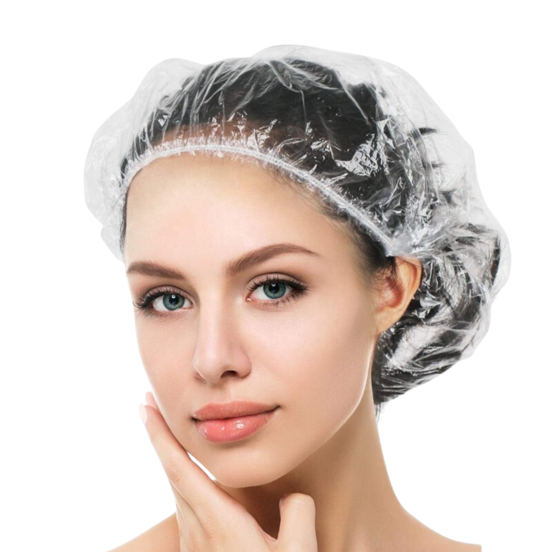 Gorras de baño de plástico transparente para ducha.