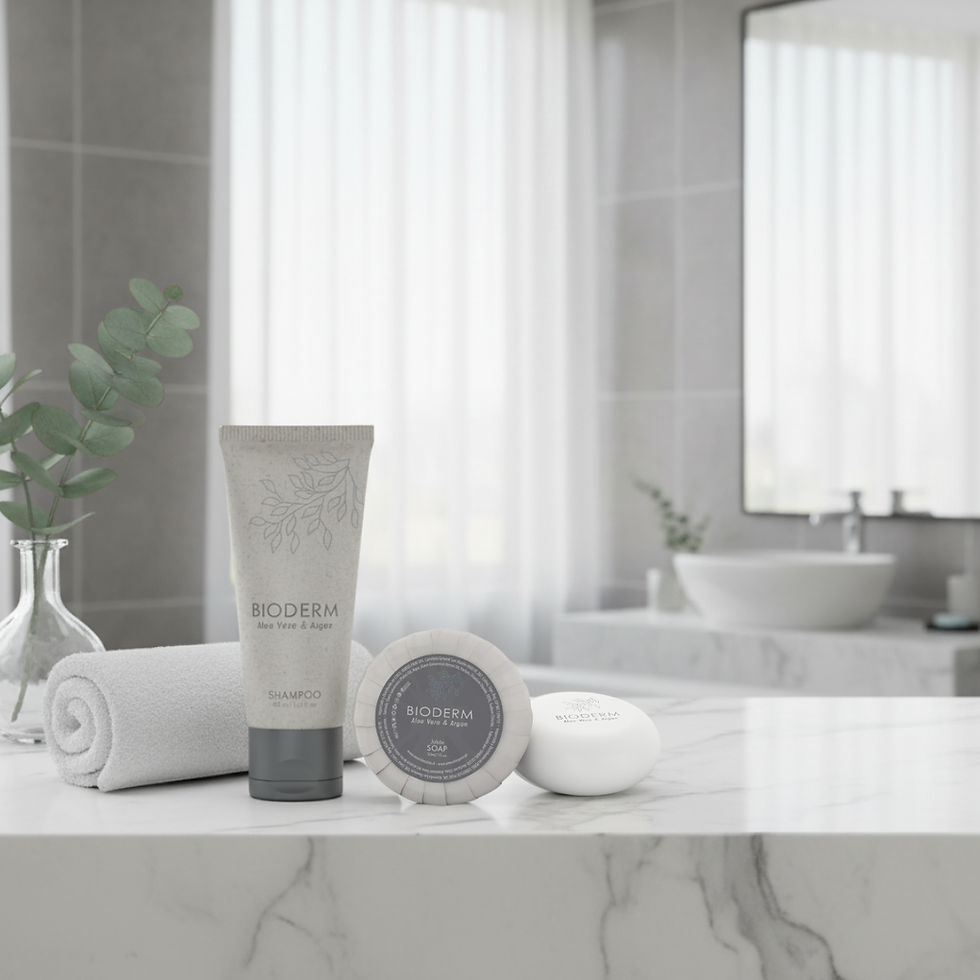 productos para airbnb kit básico con shampoo 40 ml y jabón desechable