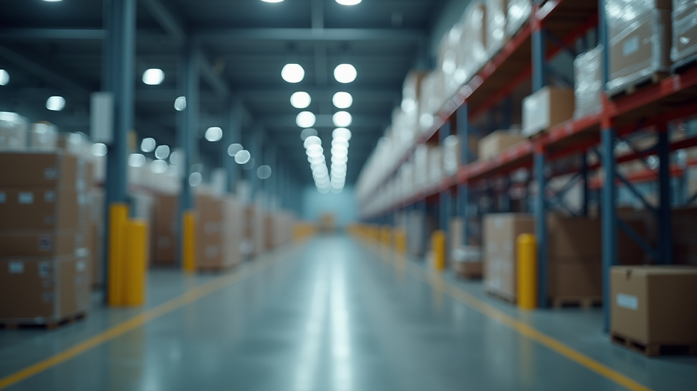 Eye-level view of industrial warehouse with security cameras installed