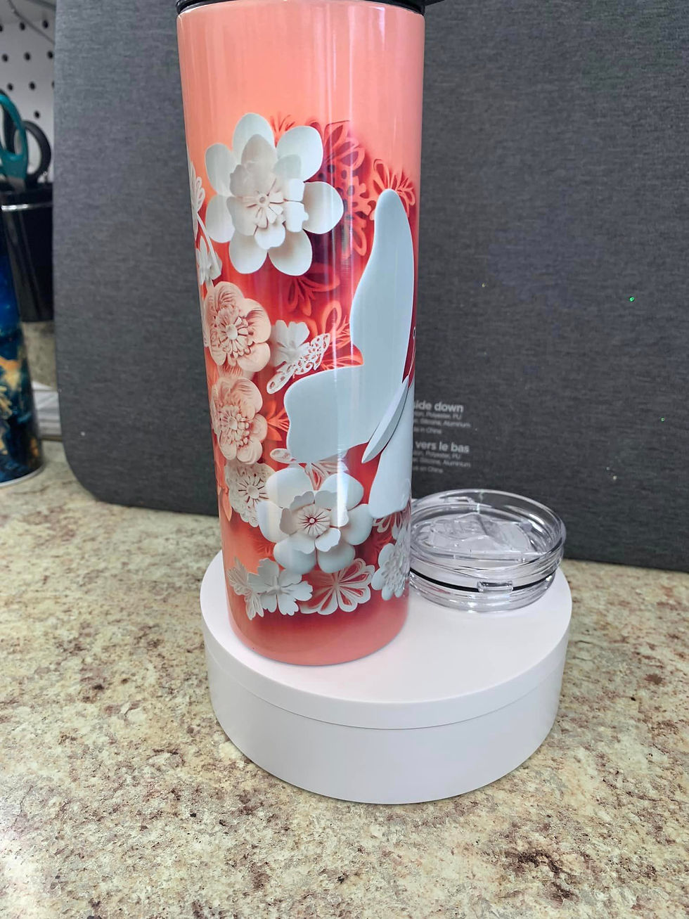 197TBLR 3 D Peach Butterfly and Flowers