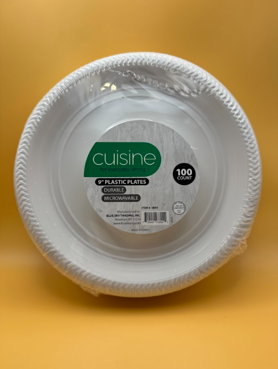 9" Plastic Plates microwavable white