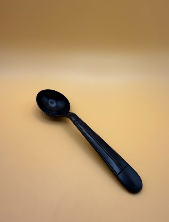 Heavy Weight Polystyrene Plastic Black Soup Spoon - 1000 pcs
