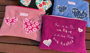 pochette citation reve - 5 couleurs ensemble avant arriere.JPG