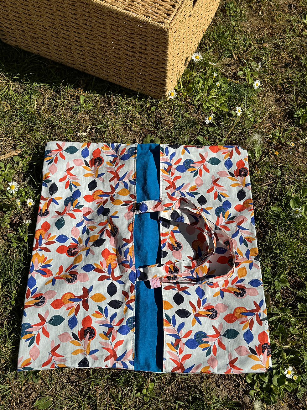 Miniature : Sac à tartes simple réversible - FARANDOLE FRUITS intérieur BLEU #645
