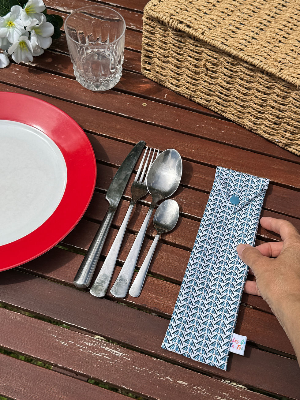 Miniature : Etui à Couverts en tissu imperméable - GRAPHIQUE COEUR