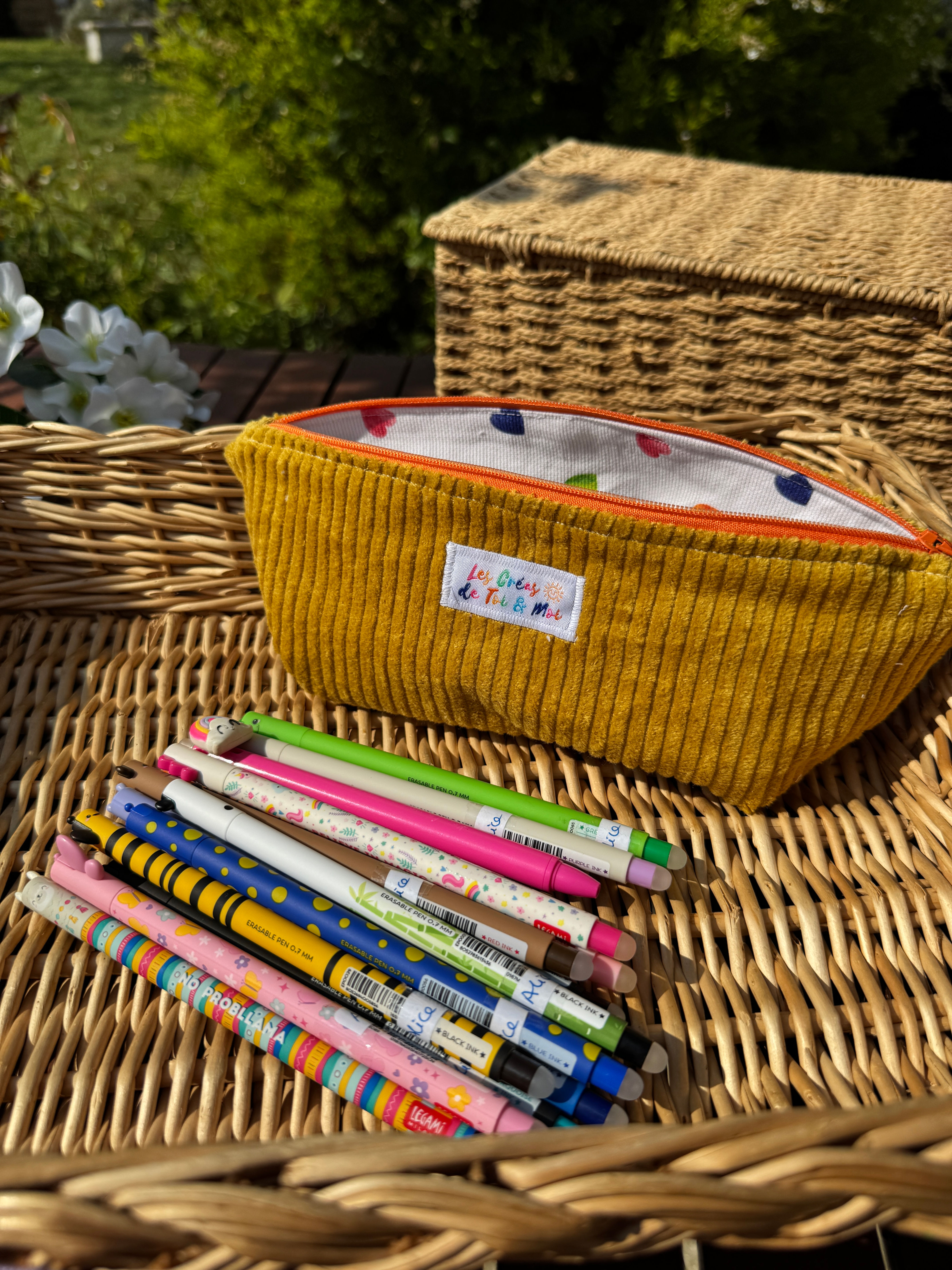 TROUSSE velours triangulaire - CURRY COEURS ARC EN CIEL (#1258)