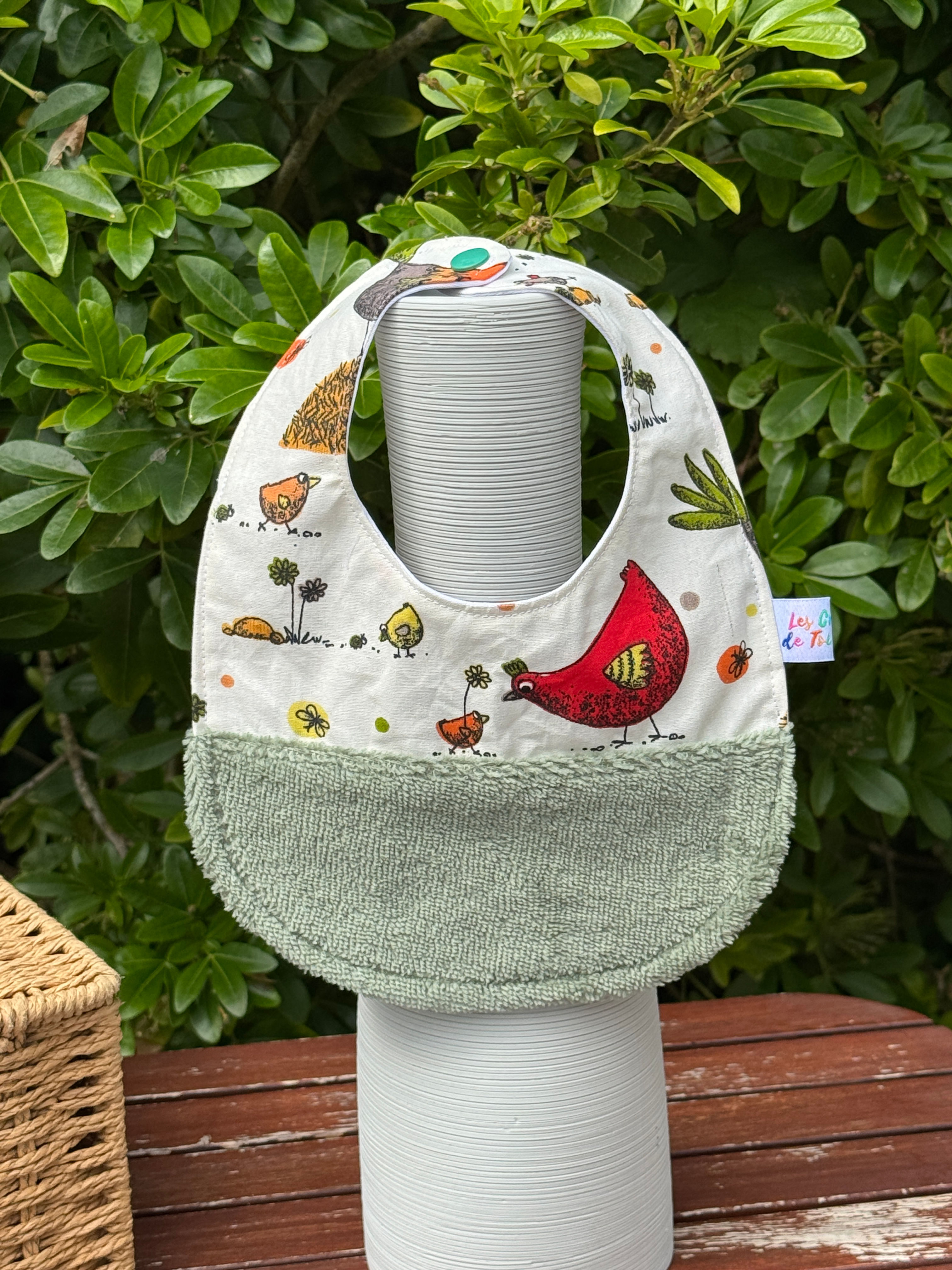 Bavoir imperméable BEBE éponge douce - POULE MENTHE (#1176)