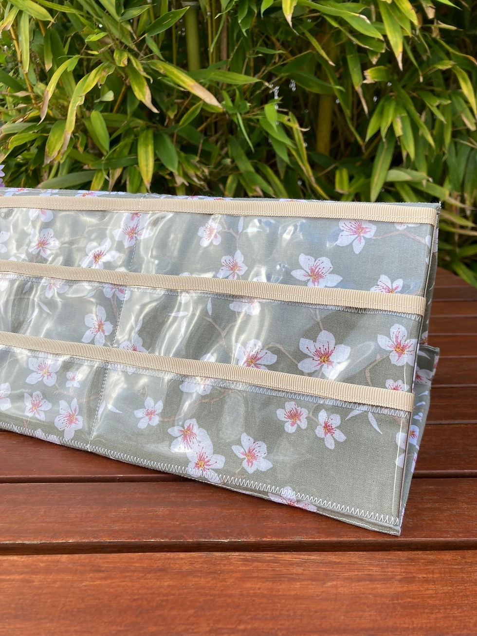 Miniature : Porte cartes à jouer (double face transparent + tissu) - AMANDIER GRIS (#326)