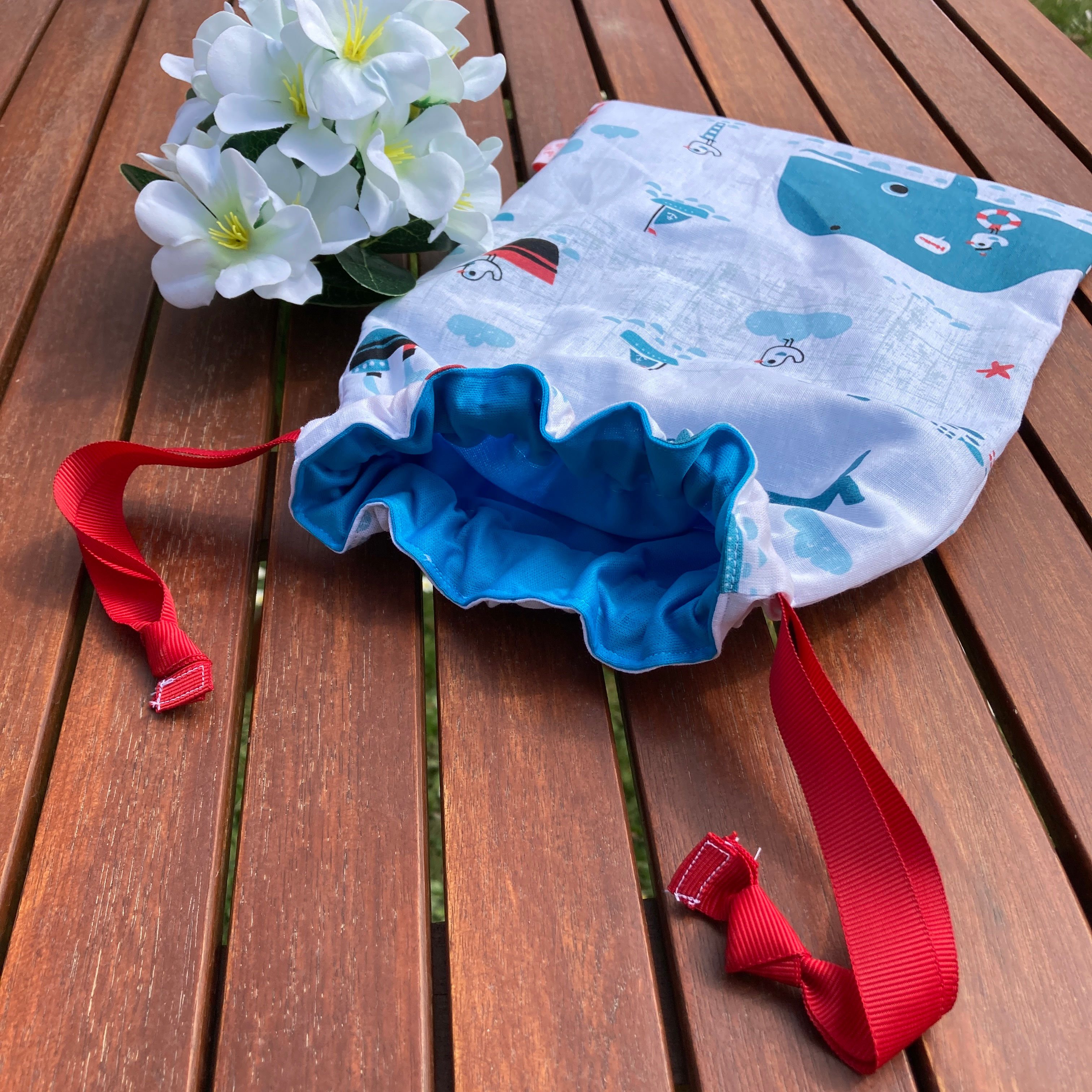 20x25cm - Sac imperméable pour maillot de bain piscine - MARIN BALEINE BLEU