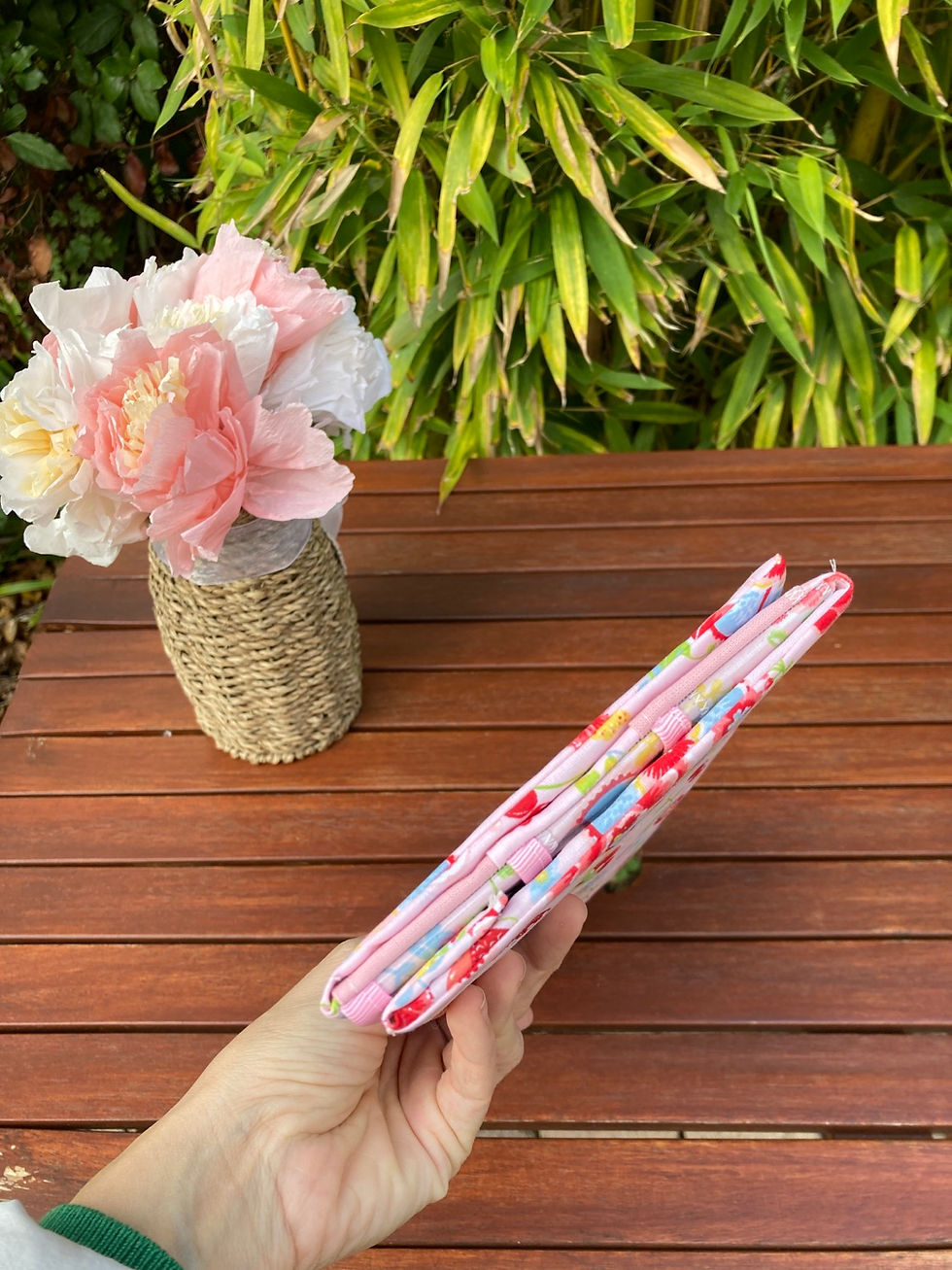 Miniature : Porte cartes à jouer (double face transparent + tissu) - FLORAL ROSE (#320)
