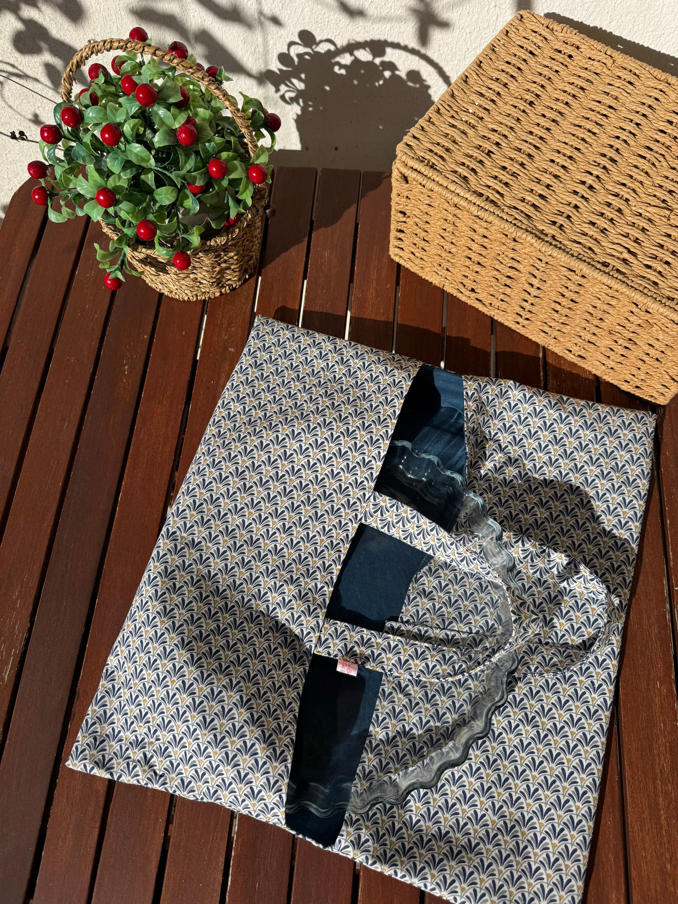 Sac à tartes simple réversible - BLEU CHIC