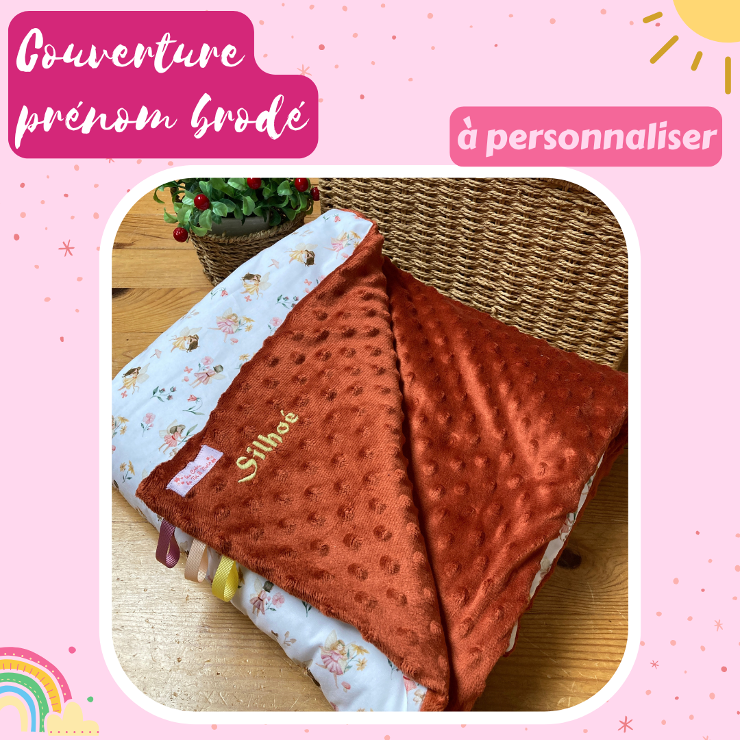 Couverture enfant avec prénom brodé A PERSONNALISER env. 92