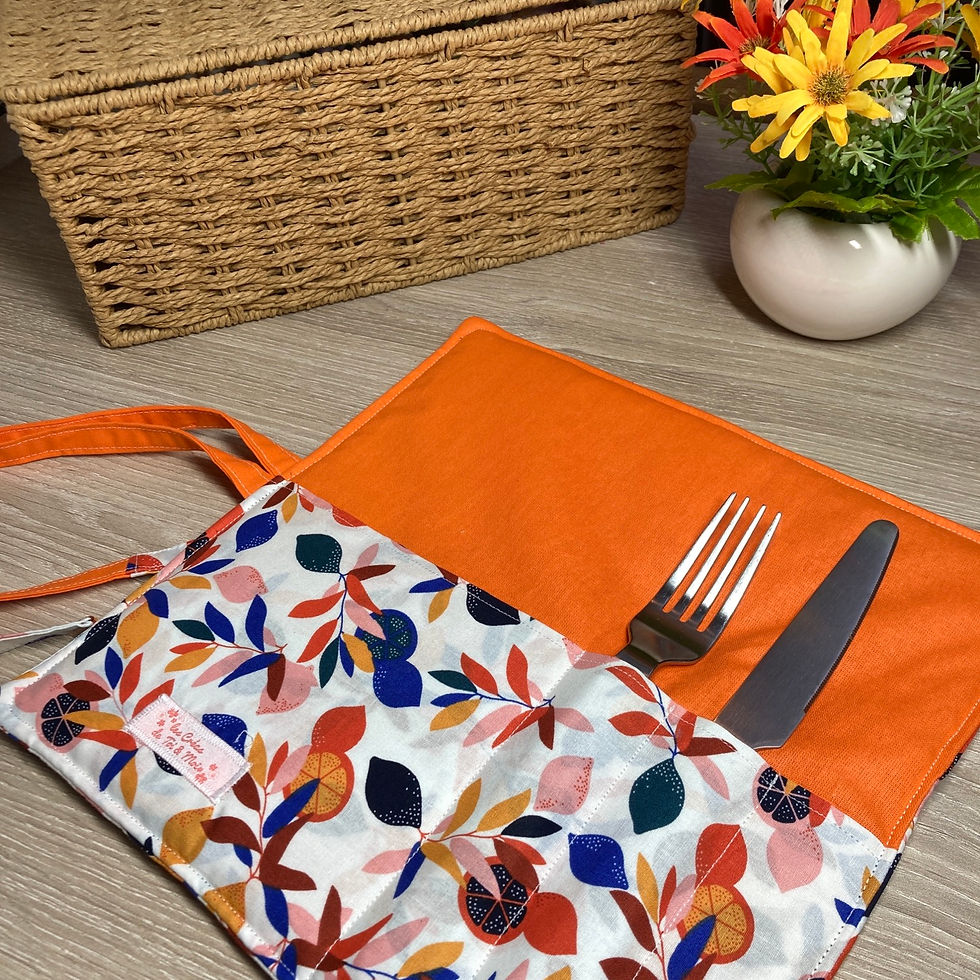 Miniature : Pochette à Couverts molletonnée - FRUITS ÉTÉ avec ORANGE