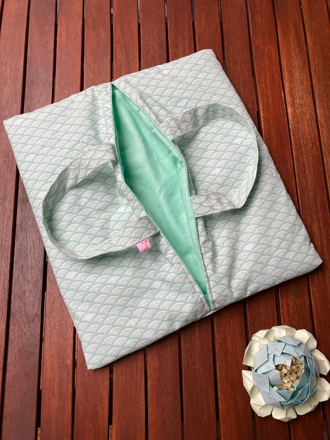 Sac à tartes molletonné - ÉVENTAIL JAPONAIS intérieur MENTHE